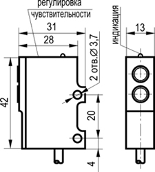 Габариты OPR I34A5-43P-R1000-LZ